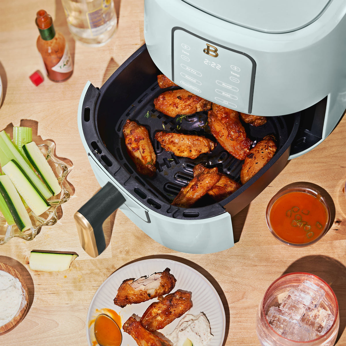 Beautiful 3 Qt Air Fryer with TurboCrisp Technology, EverGood Non-Toxic Ceramic Nonstick Coating, Chocolate by Drew Barrymore