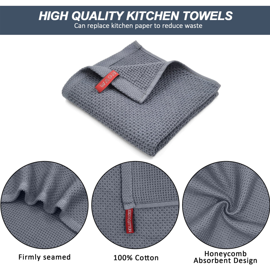 Homieway 6 Pack 100% Cotton Dish Towels, Waffle Weave Dish Cloths for Washing Dishes, Quick Drying Kitchen Dish Towels Rags, 12x12 Inches, Mixed Color