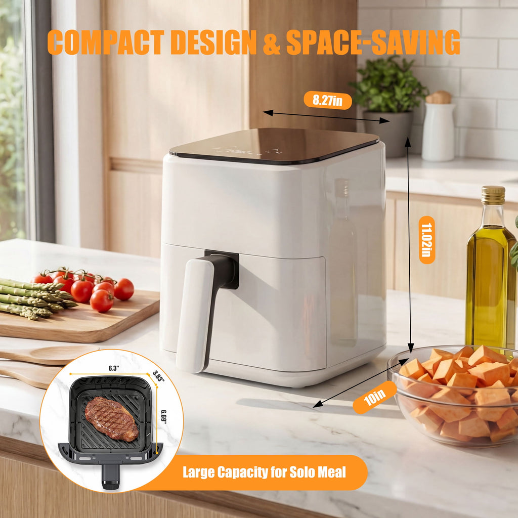 EDX 3 QT Digital Air Fryer, 800W Compact Countertop Air Fryer with Temperature Control, Black