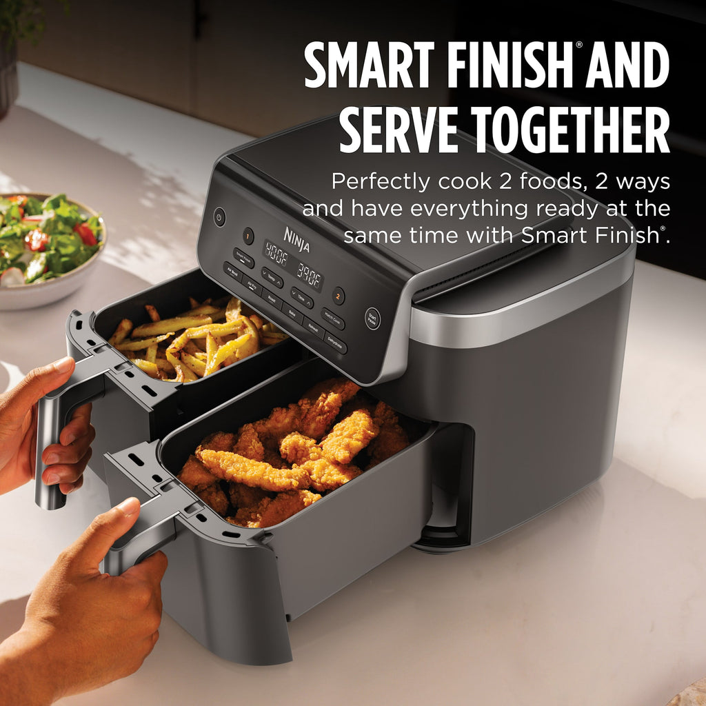 Ninja Foodi Air Fryer 10-Qt, 2 DualZone Baskets, 4-in-1, Smart Finish, Cook 2 Foods at Once, DZ950