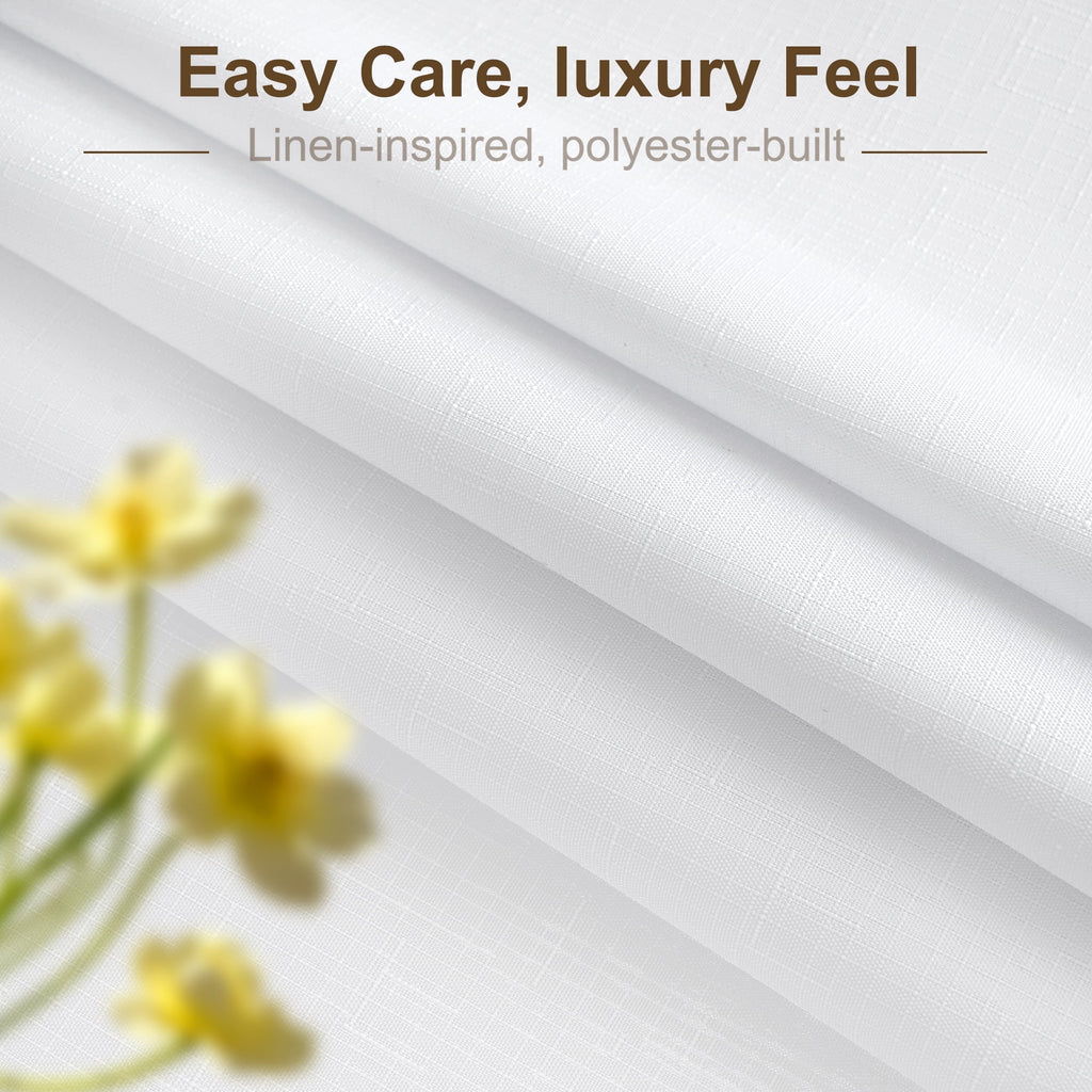 Inosoo Faux Linen Textured Rectangle Tablecloth - 60 x 84 inch Waterproof & Machine Washable Linen-Look Cloth Table Cover, White