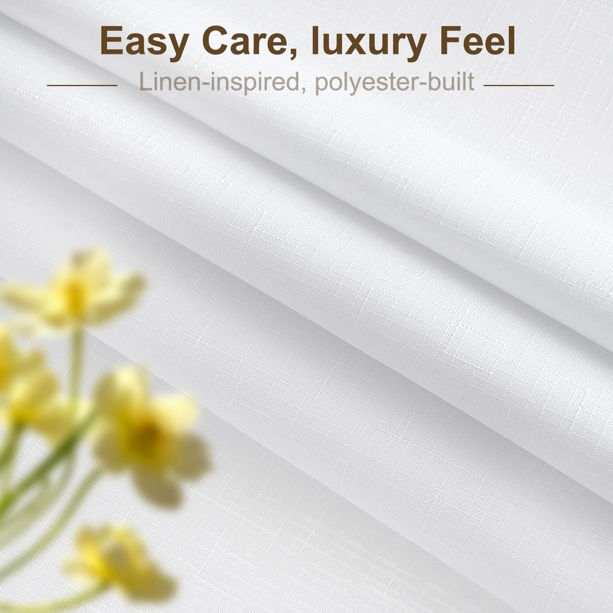 Inosoo Faux Linen Textured Rectangle Tablecloth - 60 x 84 inch Waterproof & Machine Washable Linen-Look Cloth Table Cover, White