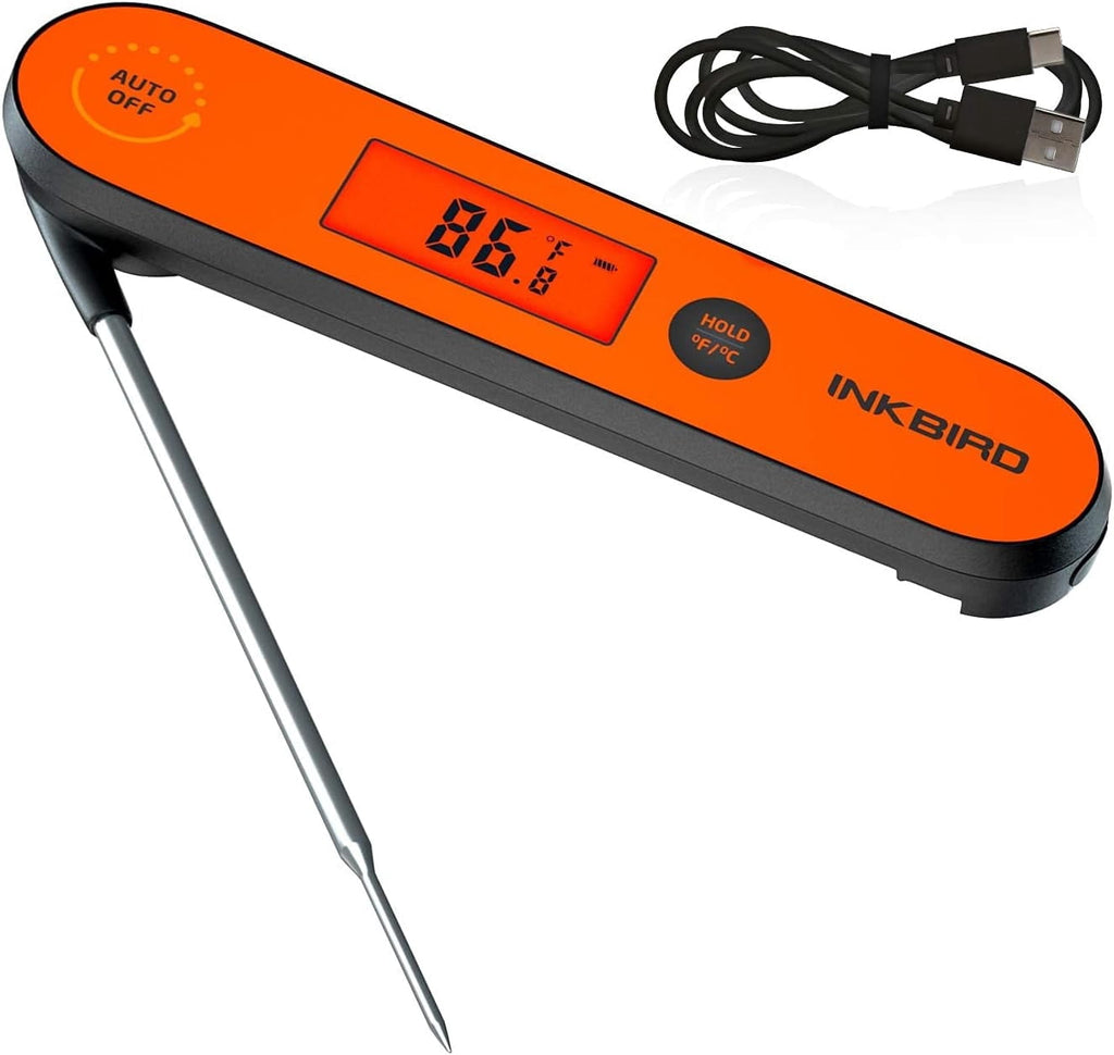 INKBIRD Meat Thermometer with Stainless Steel Probe and LCD Display, Foldable Probe Instant Read Waterproof Digital Food Thermometer , -58°F to 572°F