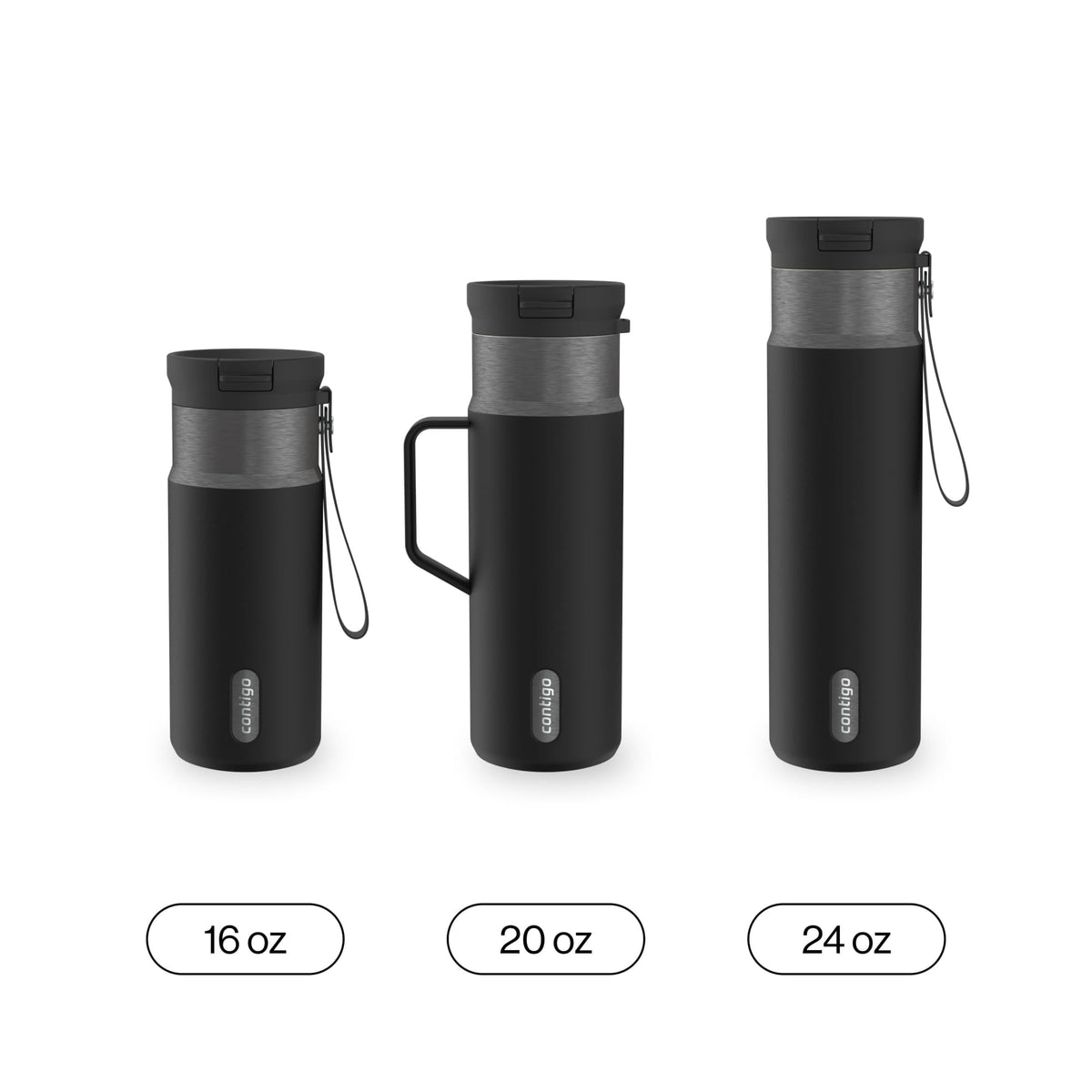 Contigo 24oz SnapSeal Insulated Stainless Steel Water Bottle with Straw, Licorice Black/Bronze