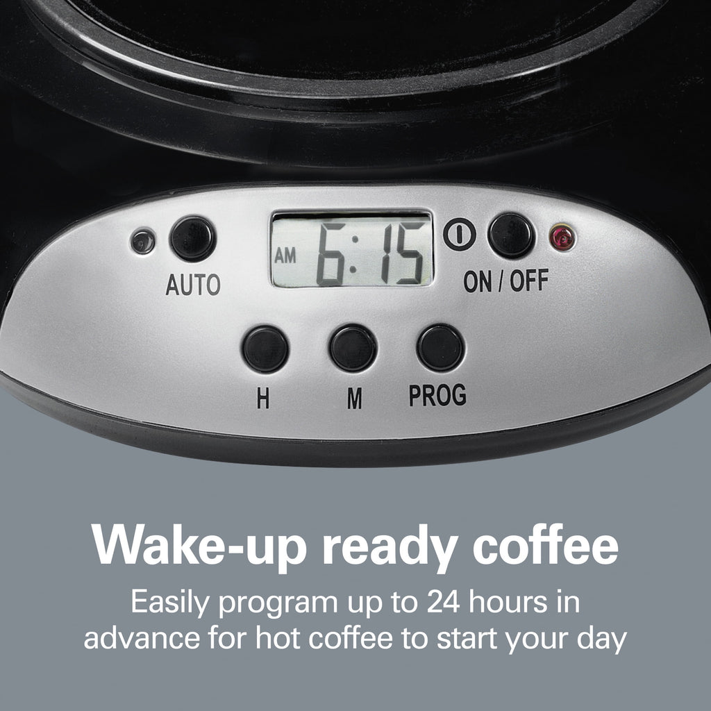 Hamilton Beach 12 Cup Programmable Coffee Maker, Glass Carafe, Matte Black