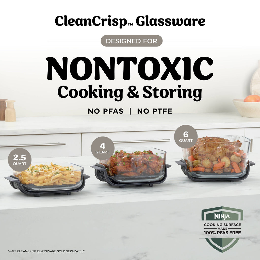 Ninja Crispi Pro Glass Air Fryer 6-Qt & 2.5-Qt, 6-in-1, Air Fry, Bake, Dehydrate, Dishwasher Safe, AS101LG Dove