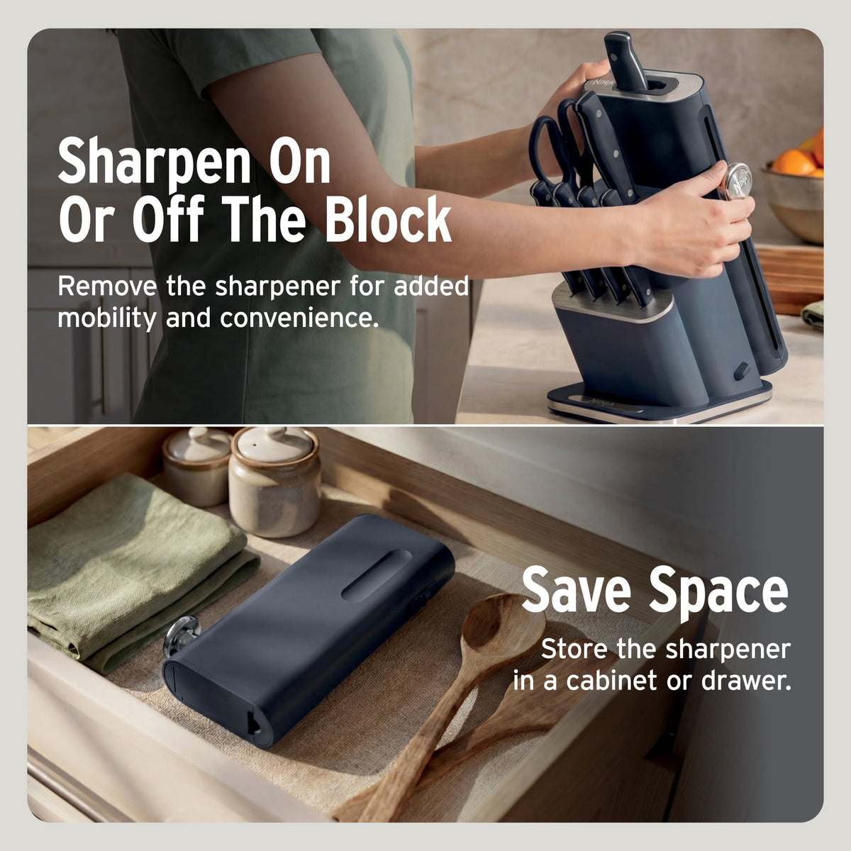 Ninja NeverDull Razor-Sharp 11-Piece Knife System with Removable Sharpener, Laser-Cut Blades, NK12011BL1, Cyberspace
