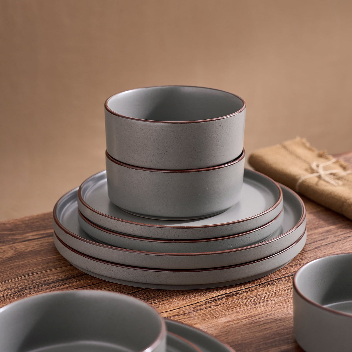 Famiware Nebula Stoneware Dinnerware Sets, 12-Piece Dish Set, Multi-color