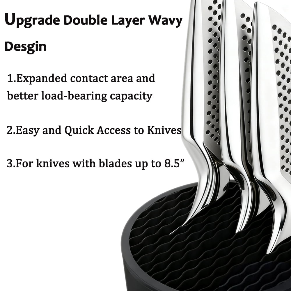 MYVIT Kitchen Knife Holder without Knives Round Empty Knife Block Holder for Countertop Storage Organizer,Black
