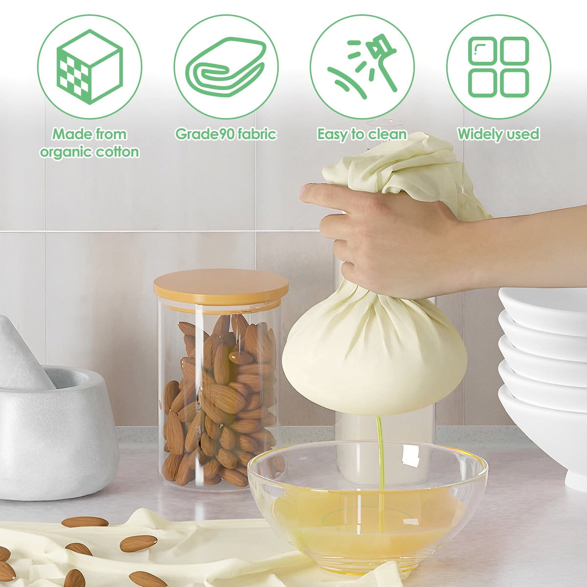 Jetcloudlive 24Pcs Cheese Cloths Natural Unbleached Cotton Cheesecloth 20 Inch Square Cheese Cloths Reusable Organic for Coffee Brewing Juicing Straining Cheese Making