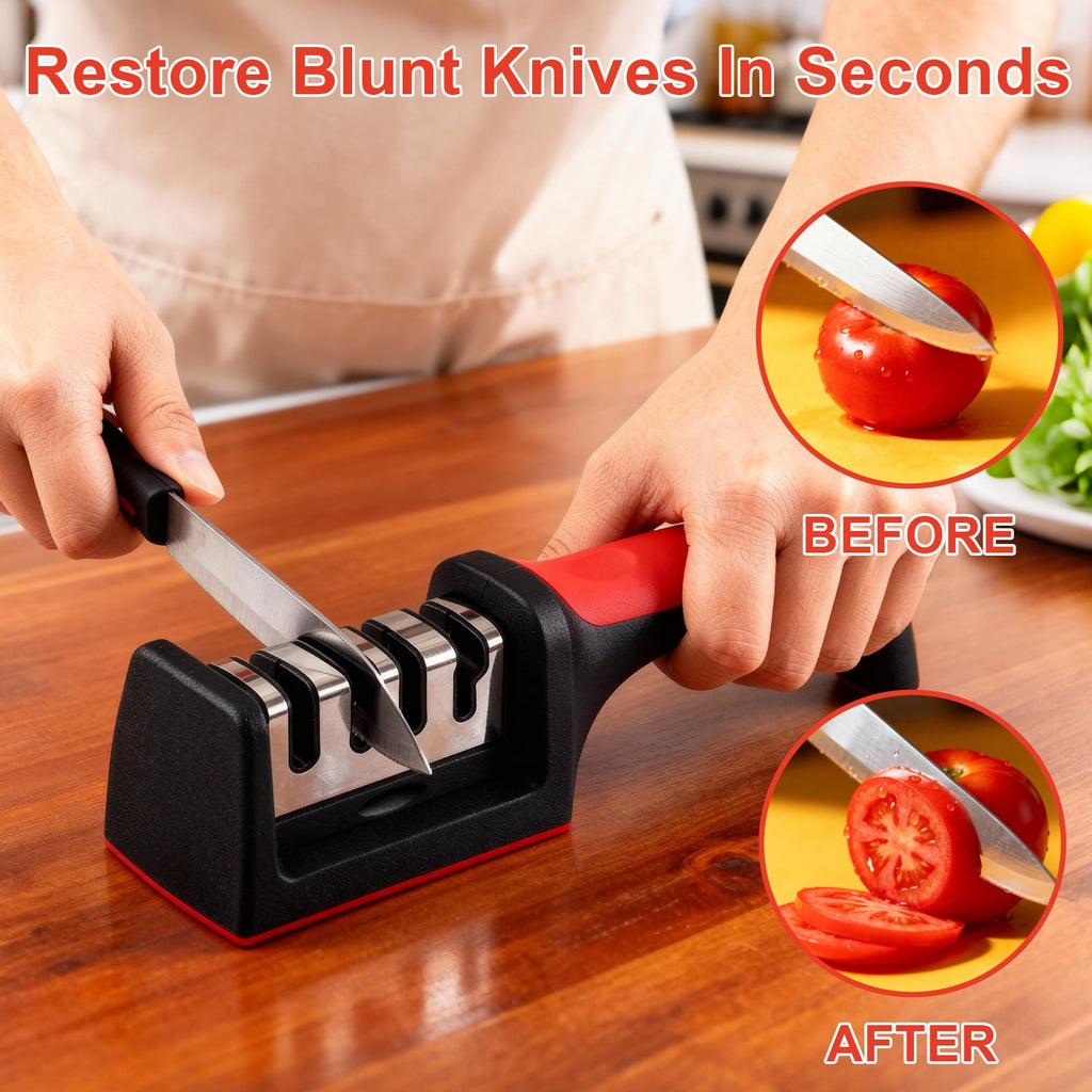 AGCAN 2 Pack Knife Sharpener, 4-Stage Kitchen Knife Sharpeners with Non-slip Base, Knife Sharpening System for Kitchen Knives, Scissors