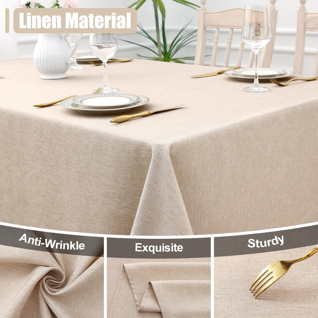 decorUhome Linen Rectangle Tablecloth 52x70 inch, Stain and Wrinkle Resistant Washable Table Cloth, Decorative Waterproof Fabric Table Cover for Dining Party, Sage Green