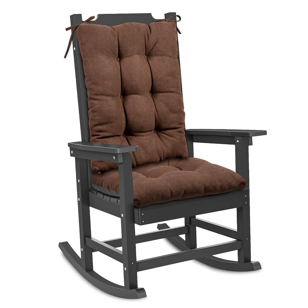 Shinnwa Rocking Chair Cushion 17 x 17/21 Inch Seat Cushions Set Non-Slip for Indoor Living Room, Brown