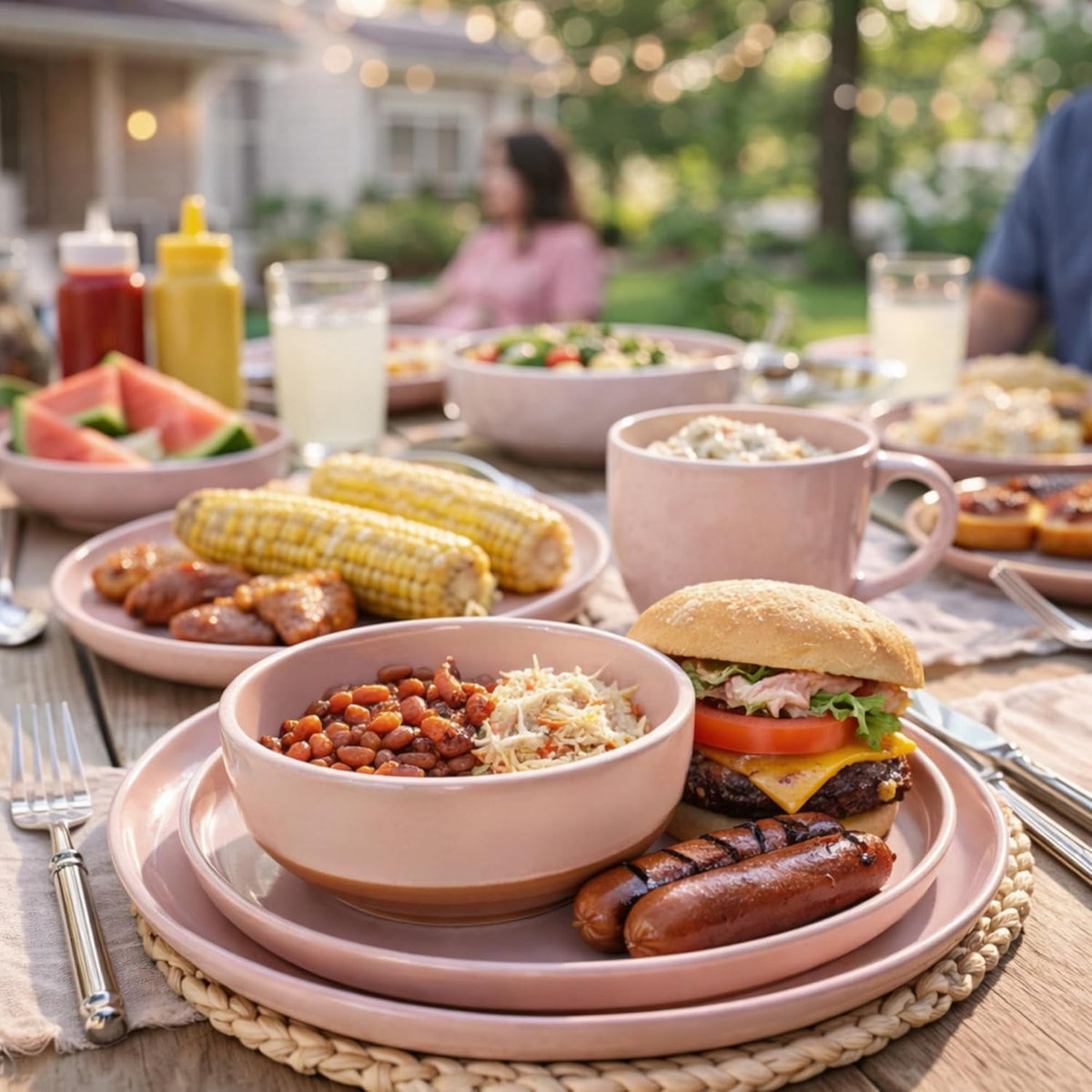 AmorArc Ceramic Dinnerware Sets for 4, 12 Pieces Handpainted Plates and Bowls Set with Rustic Terracotta Underside, Scratch Resistant Stoneware Dishes Set, Dishwasher & Microwave Safe,Light Beige