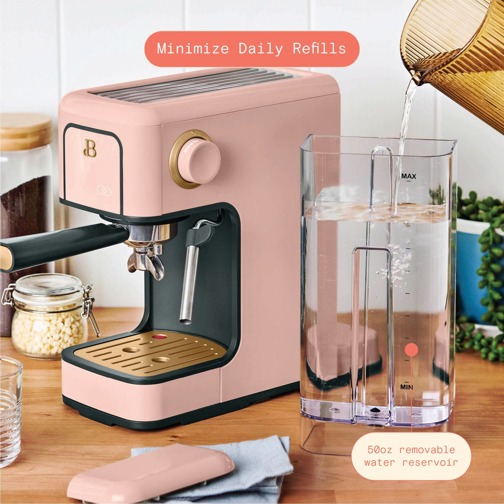 Beautiful by Drew Barrymore Slim Espresso Machine, 20-Bar Pressure, Black Sesame