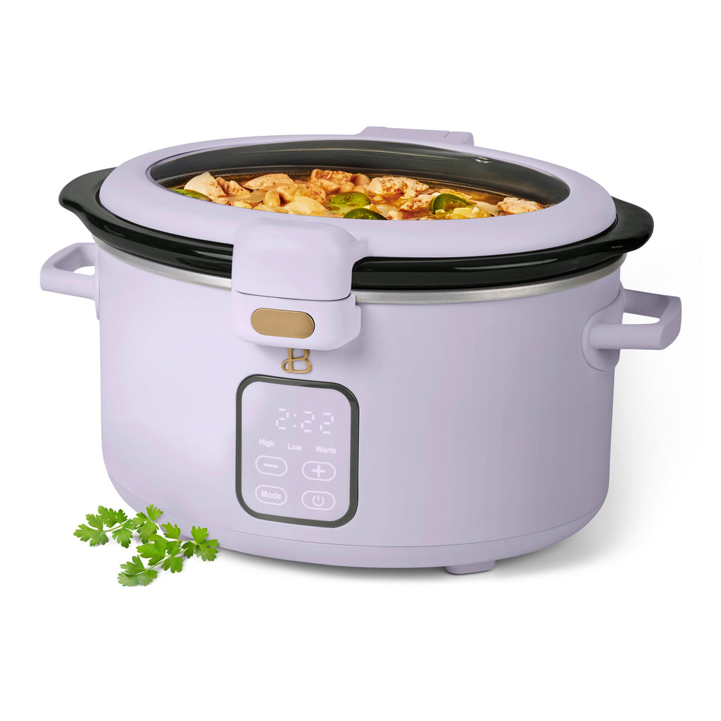 Beautiful 4 Qt Digital Slow Cooker with Hinged Locking Lid, Thyme Green by Drew Barrymore