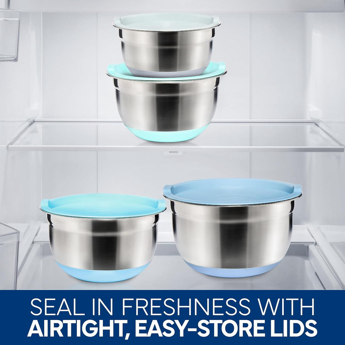 COOK WITH COLOR Mixing Bowls Set of 6, Stainless Steel Mixing Bowls, Metal Nesting Bowls for Kitchen, Sage Green