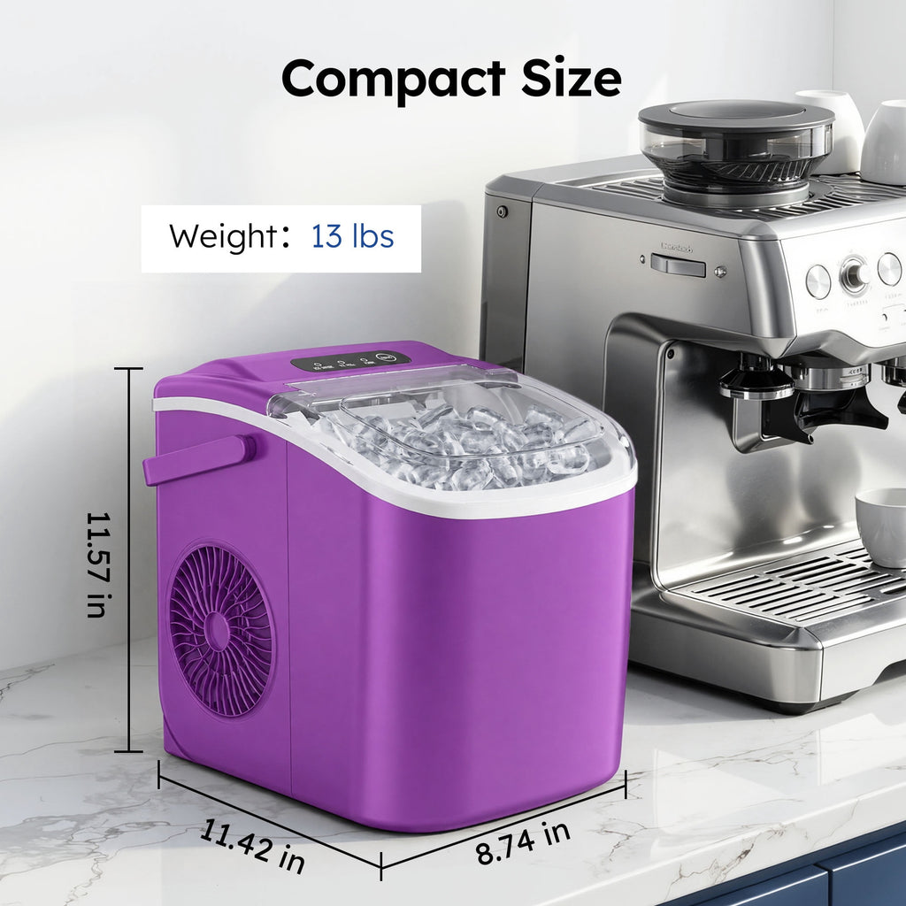 Simzlife Countertop Ice Maker, 26 Lbs/24H, 9 Bullet-Shaped Ice Cubes in 6 Minutes, Auto-Cleaning Ice Machine, Black