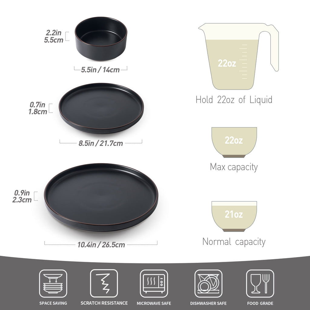 Famiware Nebula Stoneware Dinnerware Sets, 12-Piece Dish Set, Multi-color