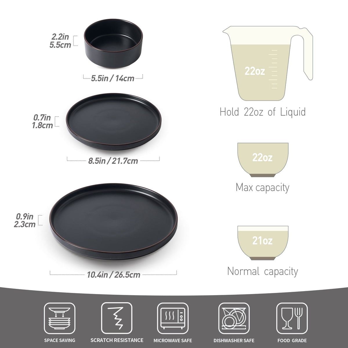 Famiware Nebula Stoneware Dinnerware Sets, 12-Piece Dish Set, Multi-color