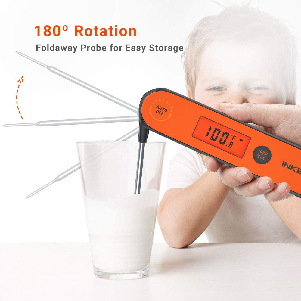 INKBIRD Meat Thermometer with Stainless Steel Probe and LCD Display, Foldable Probe Instant Read Waterproof Digital Food Thermometer , -58°F to 572°F