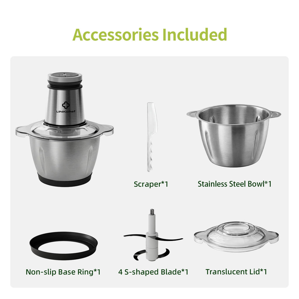 LINKChef 6-Cup Food Processor, Electric Food Chopper & Meat Grinder for Vegetables, Meat & Fruit，Dishwasher Safe