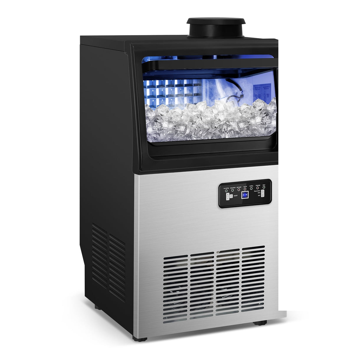 TITTLA Commercial Ice Maker 88Lbs/24H,Freestanding Built-in Ice Machine with 23 lbs Storage,5x9 Cubed Ice,Stainless Steel