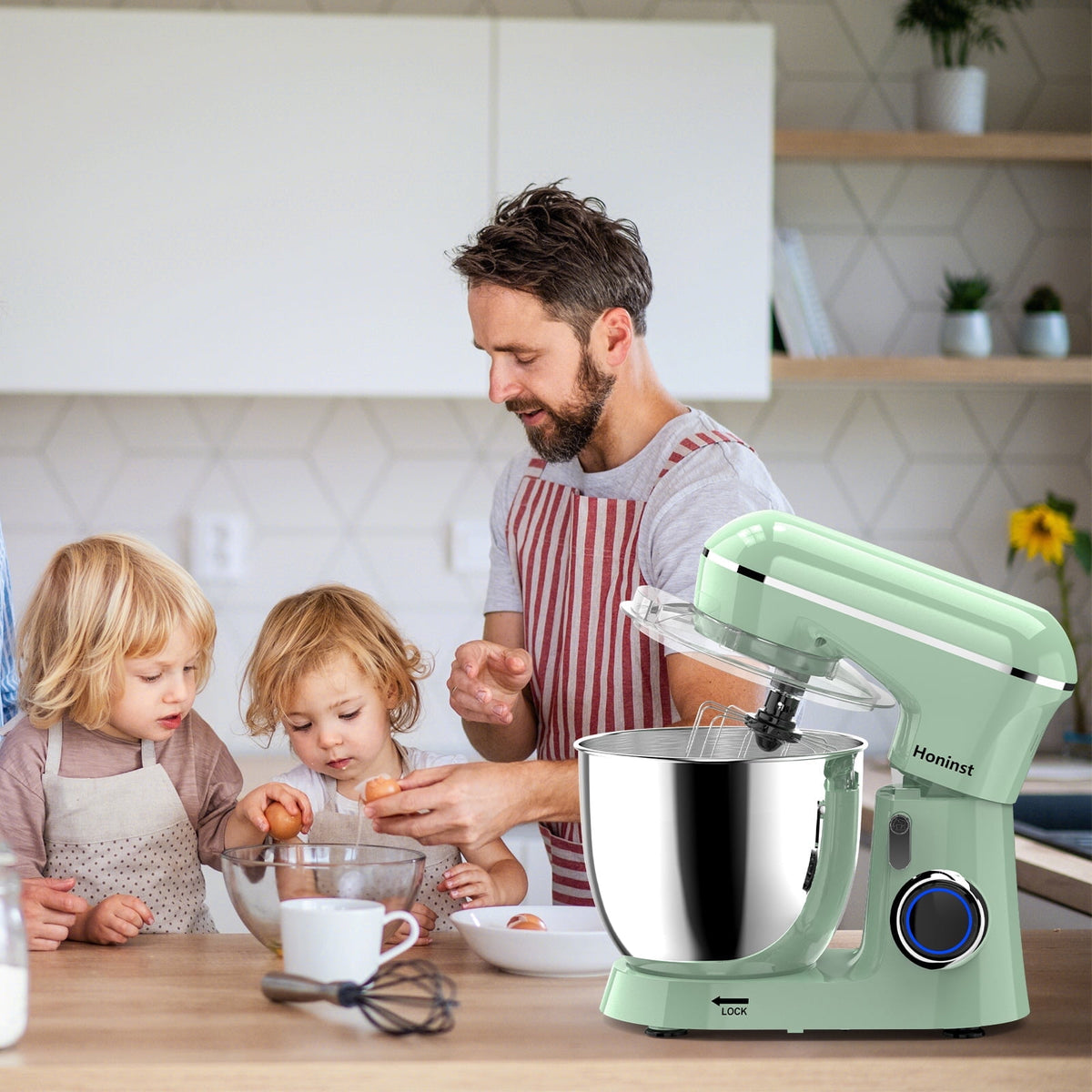 Honinst 6.5 QT Electric Stand Mixer, 10+P Speeds Lightweight with Tilt-Head Kitchen Stand Mixer, Dough Hook, Whisk, Beater and Bowl, Food Mixer for Baking, Cake and Most Home Cooks