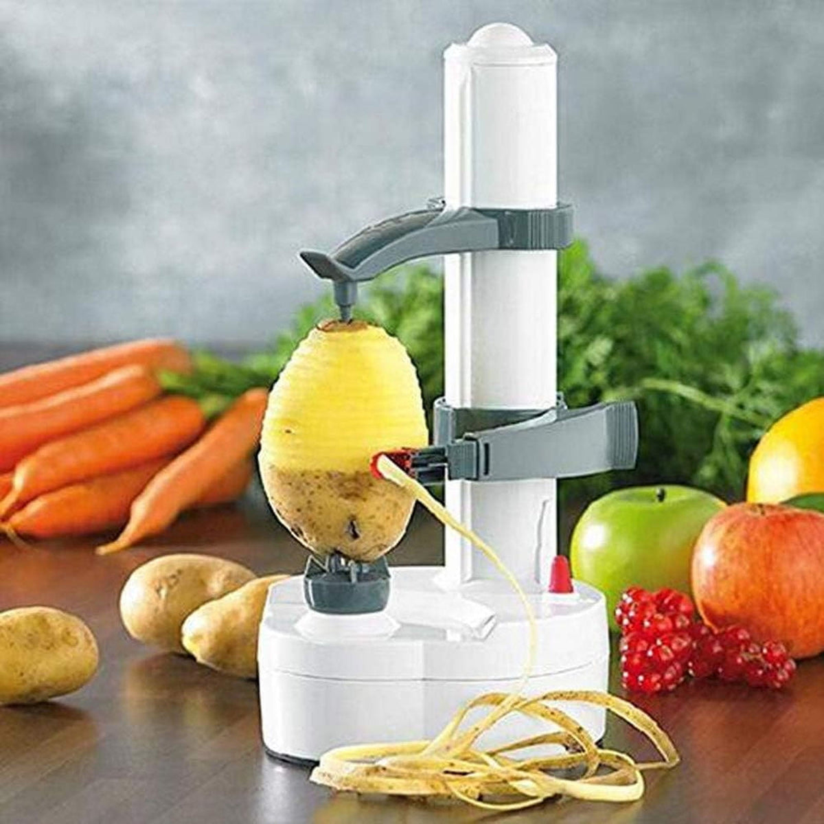 Electric Potato Peeler, Automatic Rotating Apple Peeler Potato Peeling Machine with 10 Replacement Blades, Multifunction Fruit & Vegetable Cutter, Electric Apple Pear Skin Peeling Machine, White