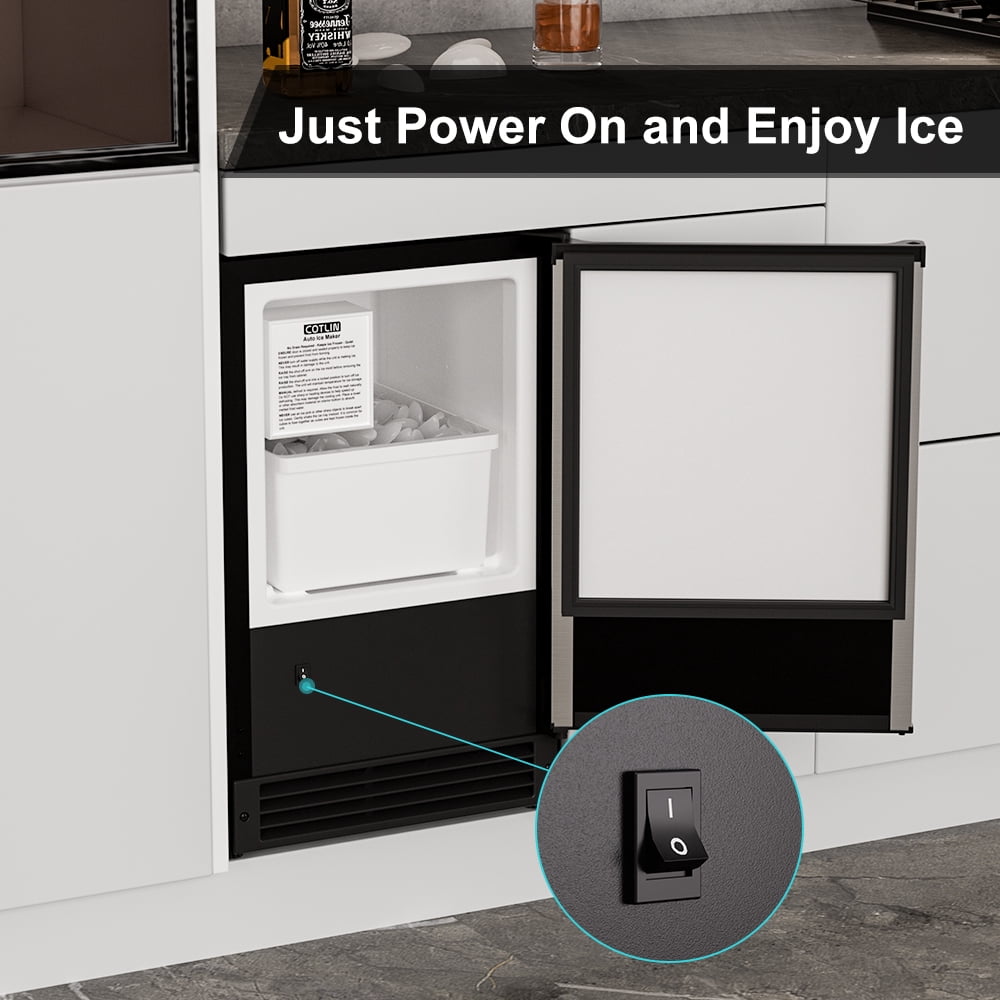 OUTBID 15" Under Counter Ice Maker Drainless, 25 lbs/24H Crescent Ice Machine with 22 lbs Storagefor Home Bar Kitchen Commercial, ETL