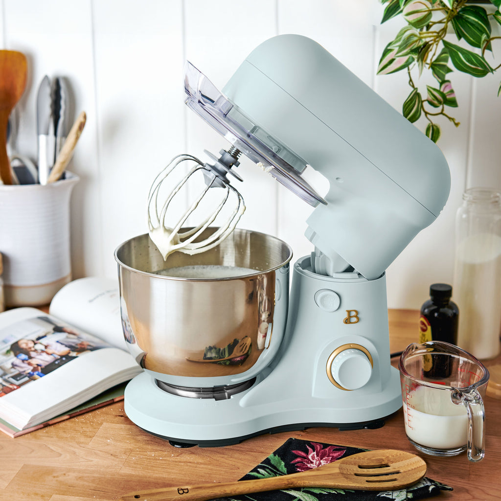 Beautiful 3.5 Qt Stand Mixer with Flat Beater, Dough Hook, Balloon Whisk, Chocolate by Drew Barrymore