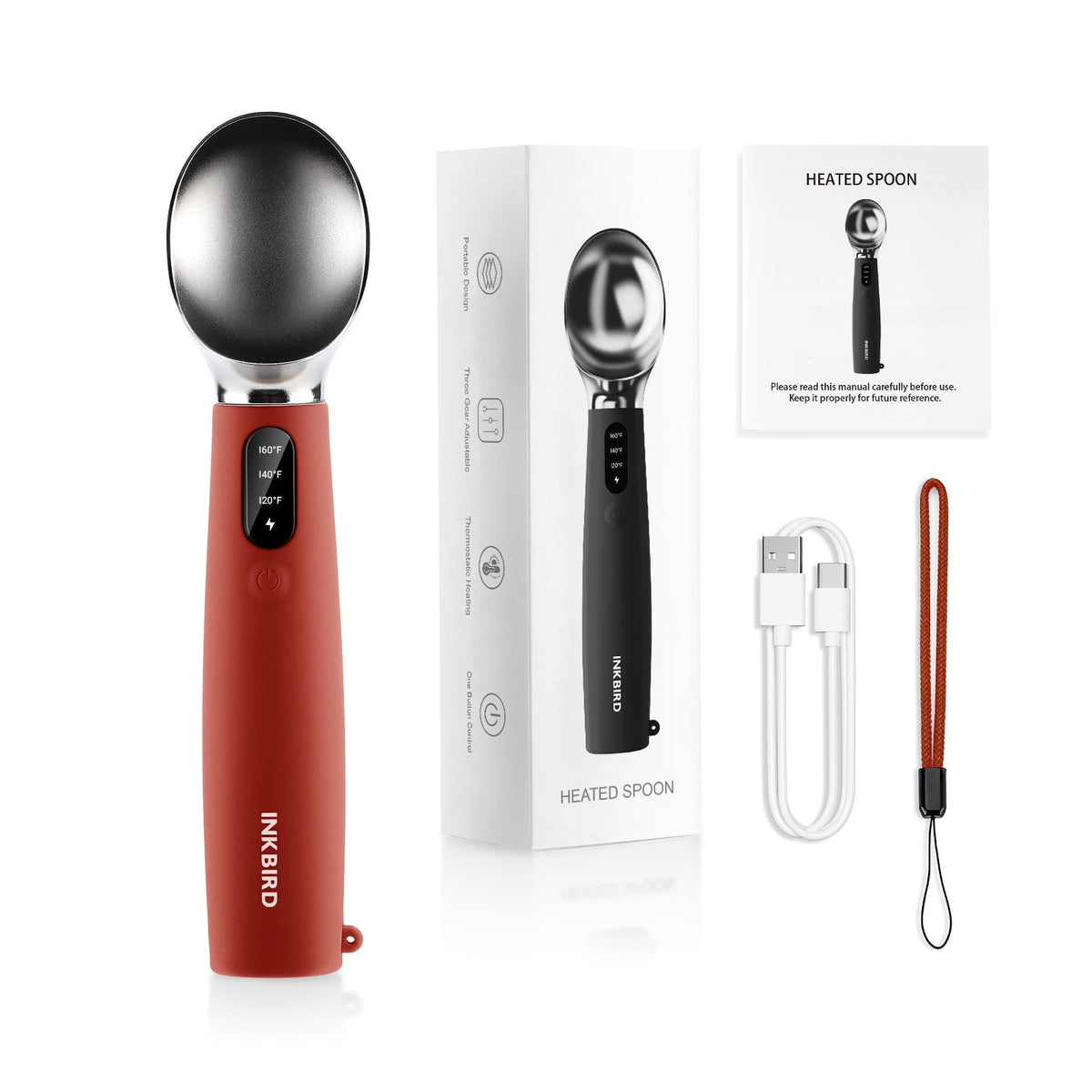 Heated Ice Cream Scoop Rapid Heating Food Grade Stainless Steel 3-Level Temperature Control Waterproof, Effortless Scooping for Seniors, Kids & Women