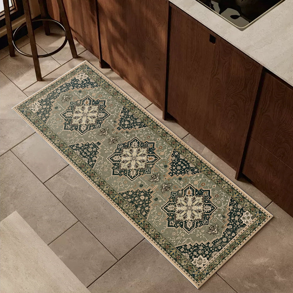 TECHVIDA Kitchen Rug Set 3 Piece,Non Slip Machine Washable Kitchen Mats, Farmhouse Hallway Doormat for Home Floor and Living Room,Gray