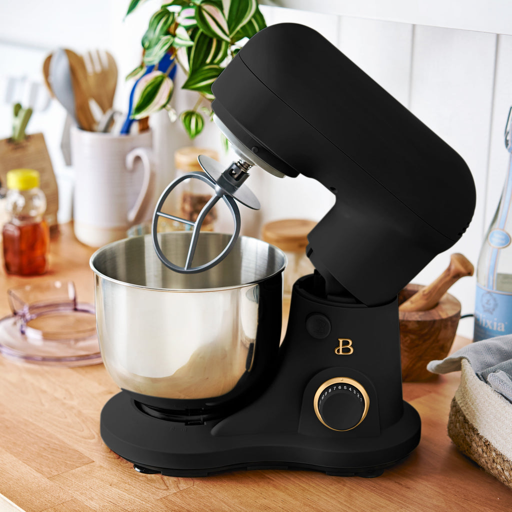 Beautiful 3.5 Qt Stand Mixer with Flat Beater, Dough Hook, Balloon Whisk, Chocolate by Drew Barrymore