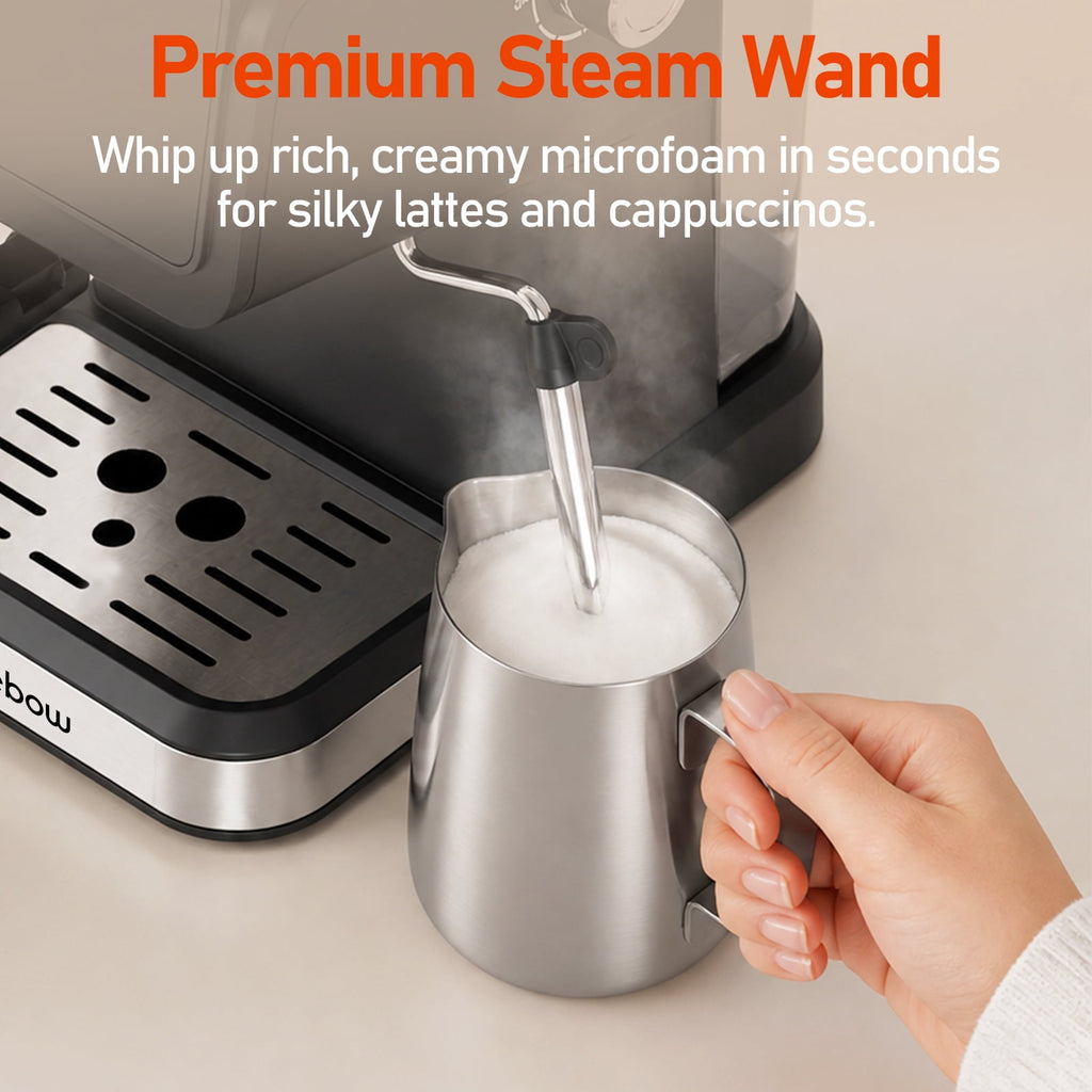 Espresso Machine with Milk Frother Steam Wand, 20 Bar Color Touchscreen Coffee Maker for Americano Cappuccino Latte, Compact for Home Office, Black