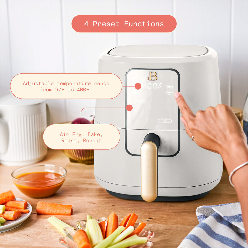 Beautiful 3 Qt Air Fryer with TurboCrisp Technology, EverGood Non-Toxic Ceramic Nonstick Coating, Chocolate by Drew Barrymore