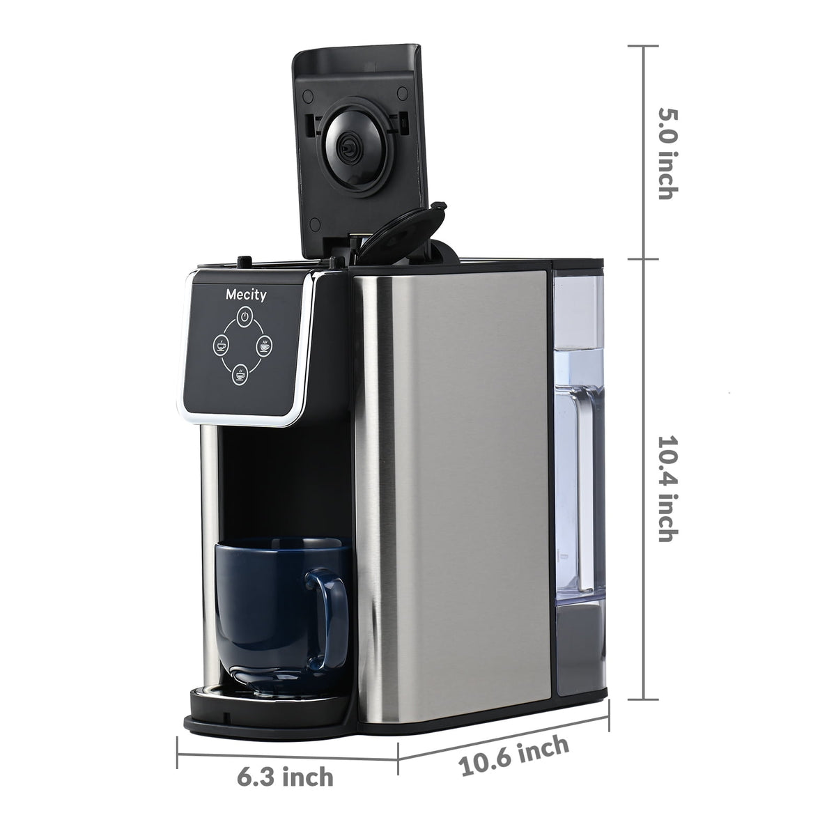 Mecity Coffee Maker 3 in 1 Single Serve Coffee Machine, Compatible with K cup Capsules, Instant Coffee Pot, Tea maker, 6,8,10 Oz Cup, Removable 50 Oz Water Reservoir, 120V 1150W, Black
