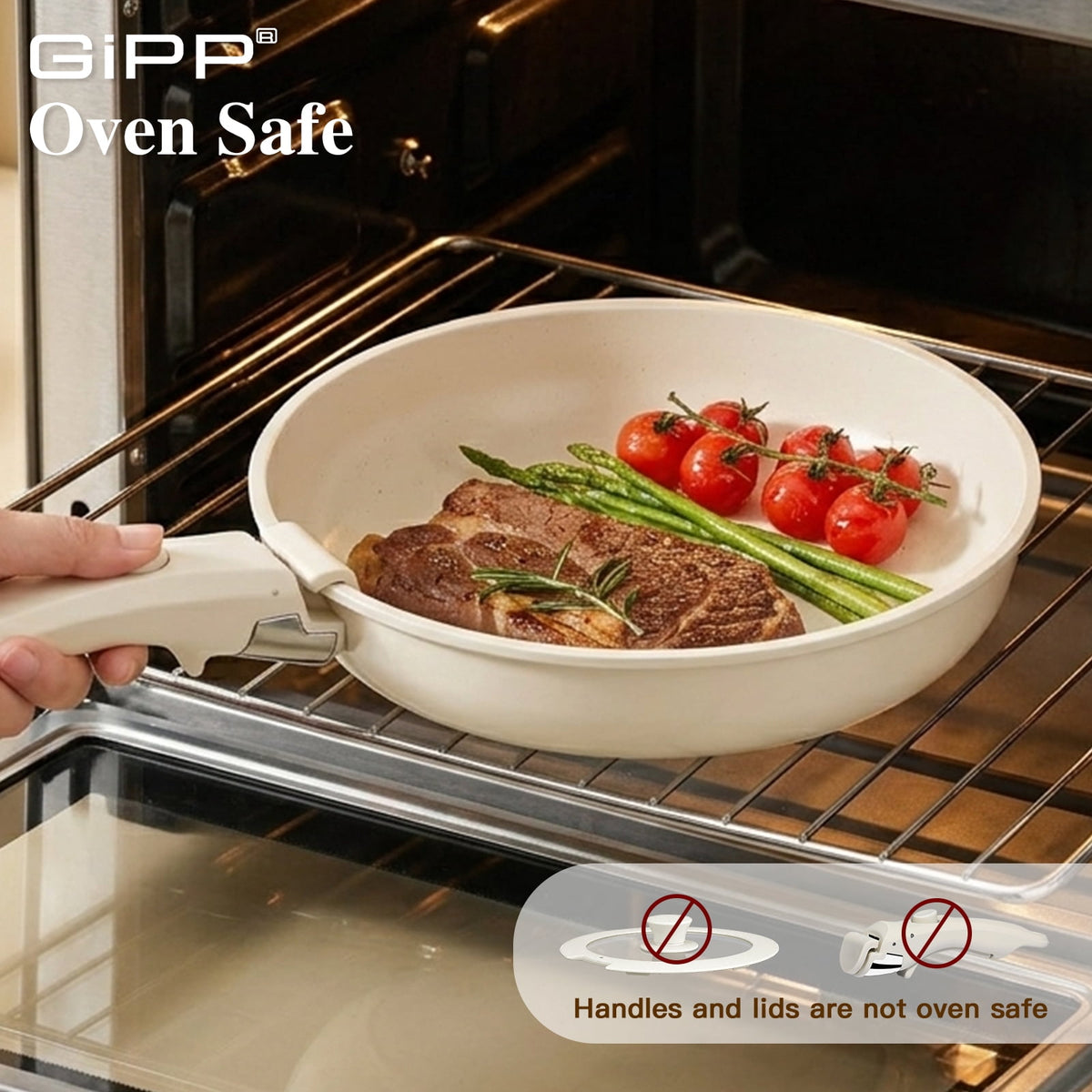 Gipp 11pcs Ceramic Cookware Sets, Pots and Pans Set Non Stick with Removable Handle, Oven & Dishwasher Safe,Induction Cookware