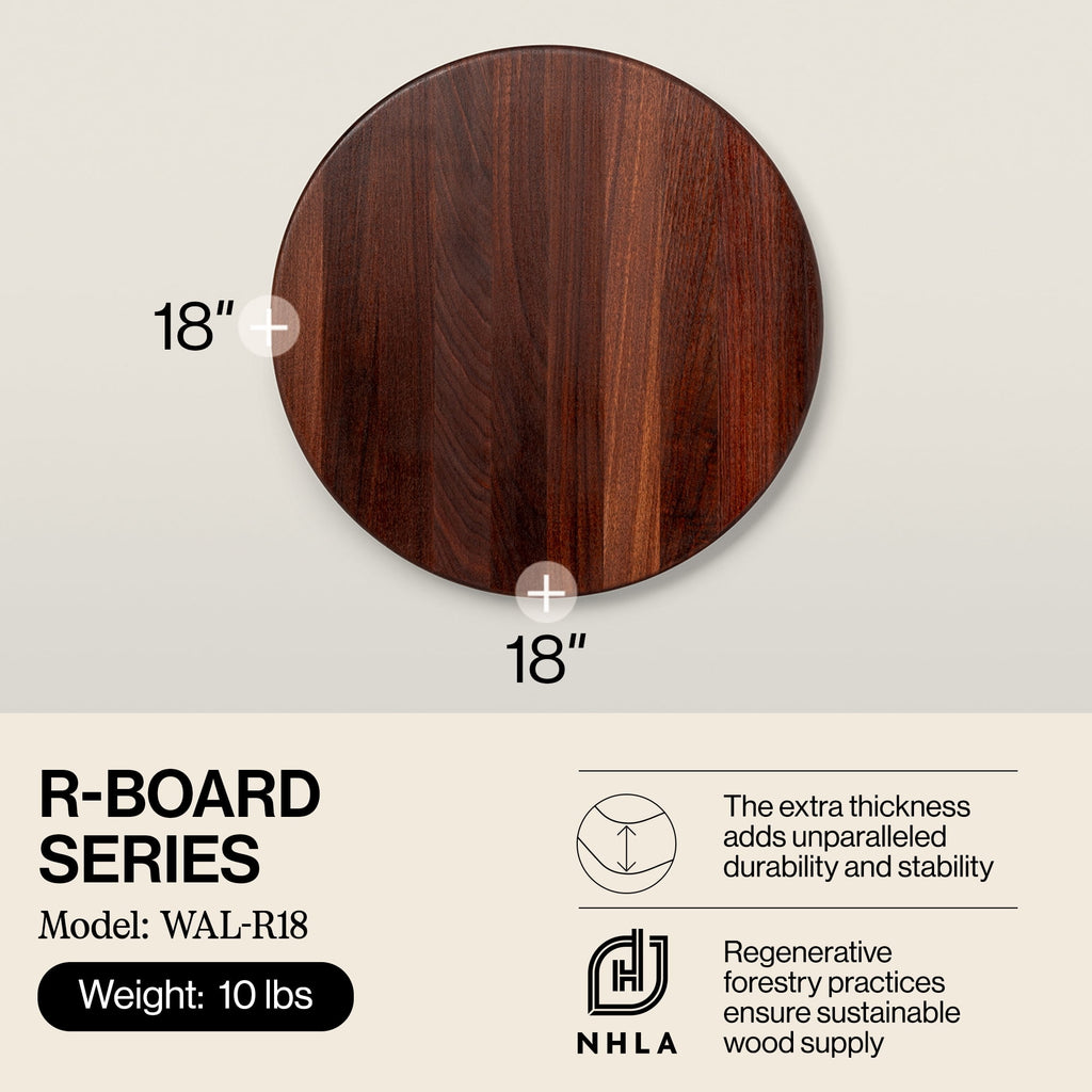 John Boos R-Board Reversible Wood Cutting Board, Cherry, 18 in x 18 in x 1 1/2 in