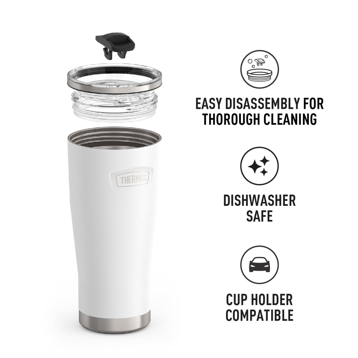 Thermos Stainless Steel Tumbler, w/ Slide Lock Lid, Graphite, 24 oz