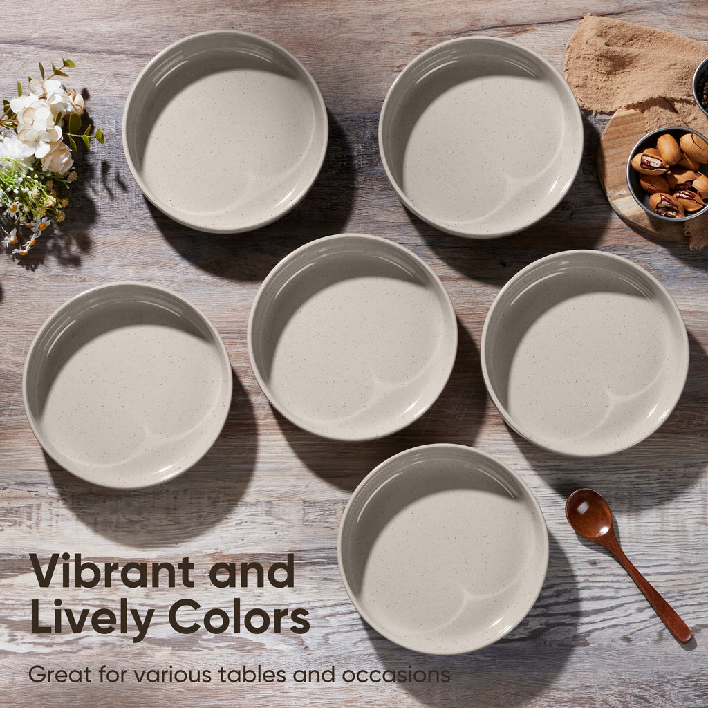 Vesteel Pasta Bowls Set of 6, 32oz Large Salad Bowl for Home Kitchen, Ceramic Serving Plates for Soup, Cereal, Fruits, Microwave & Dishwasher Safe, Speckled White