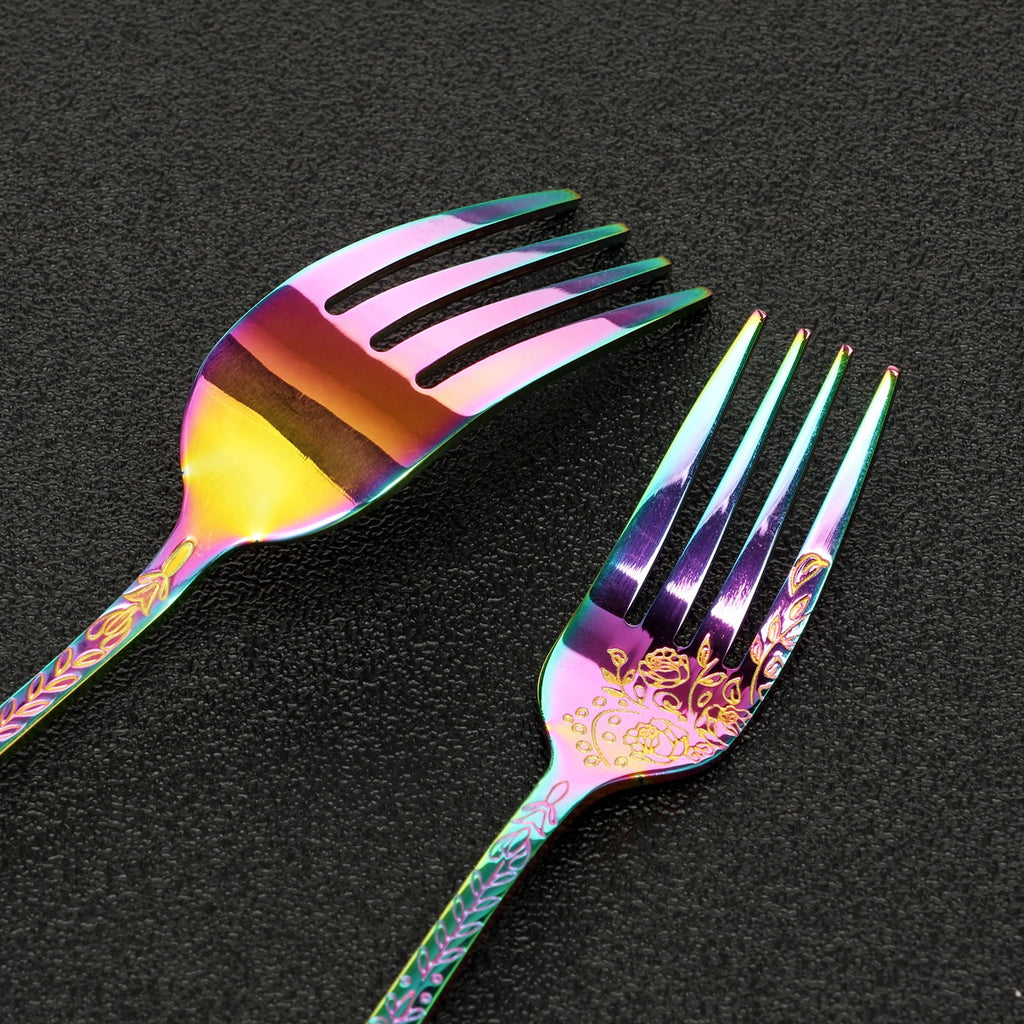 20 Pcs Floral Silverware Set Including Fork Spoon and Knife Stainless Steel Flatware Set Vintage Cutlery Set Mirror Polished Utensil Set for Kitchen Dishwasher Safe Service for 4