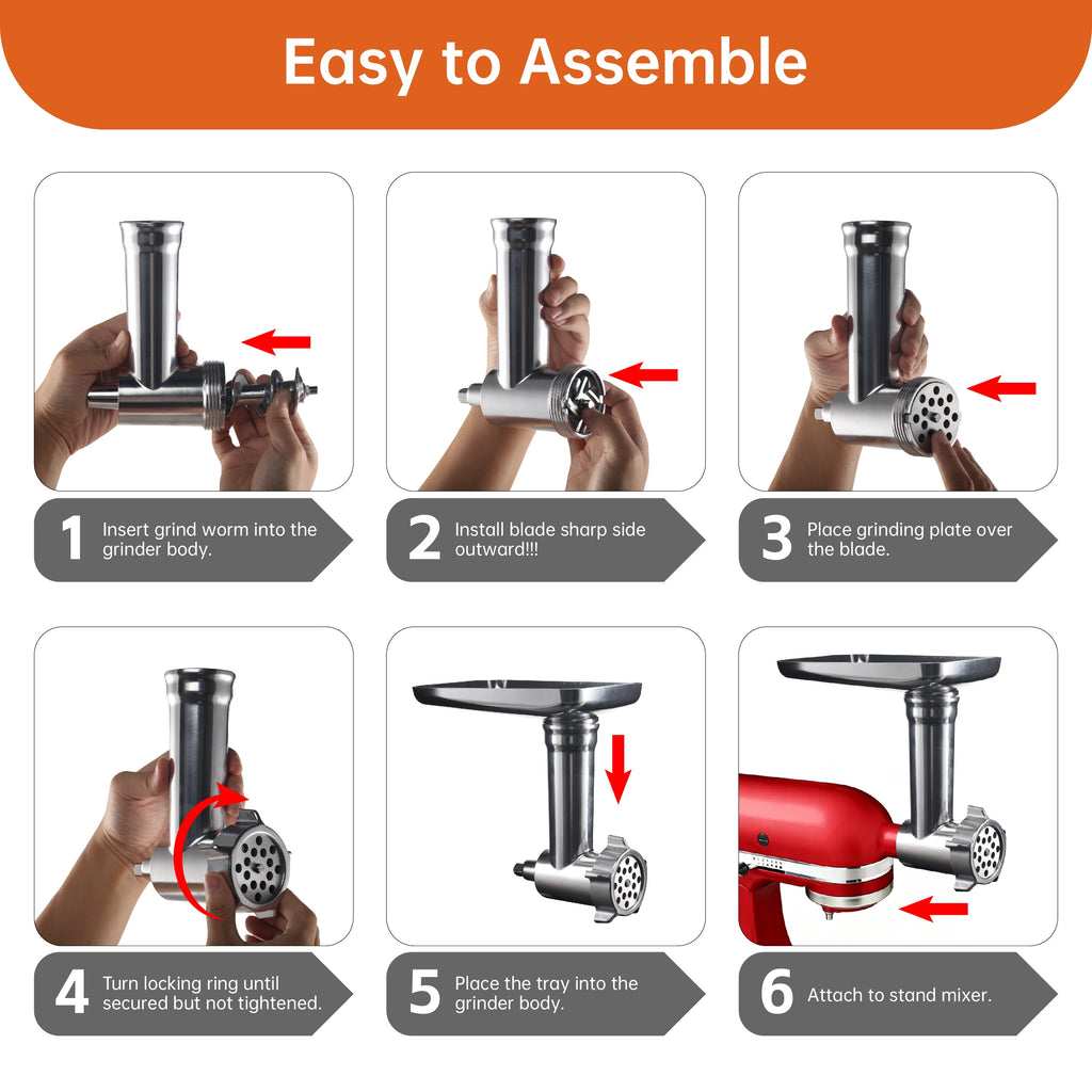 Metal Food Meat Grinder Attachment for KitchenAid Stand Mixers