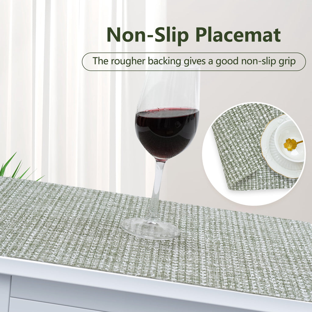 VCVCOO Navy Blue Placemats Set of 4 - Easy Clean Washable PVC Vinyl Placemats - Wipeable Heat Resistant Woven Table Mats for Dining Table - 12x18 inch