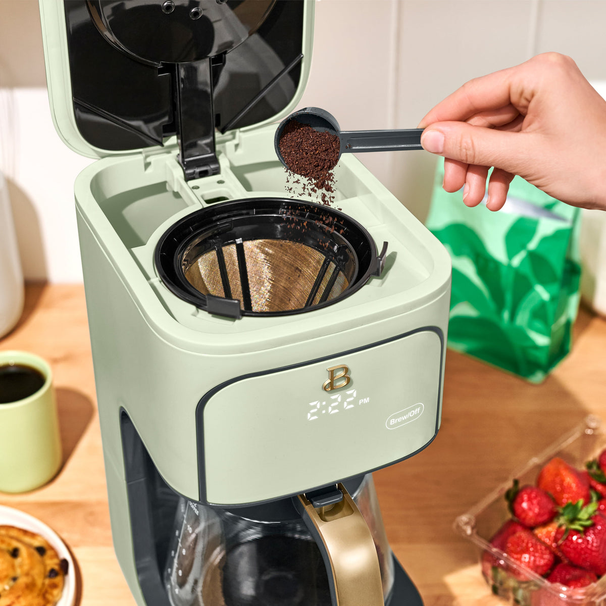 Beautiful by Drew Barrymore 12-Cup Programmable Coffee Maker, White Icing