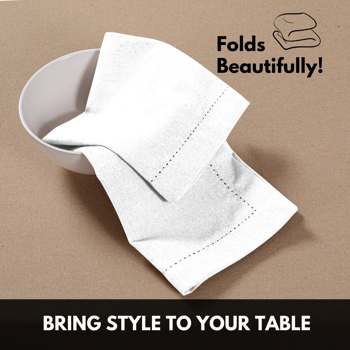 Softopia Cotton Hemstitch Table Fabric Cloth Napkins 18"x18", Set of 12, Lemon Yellow