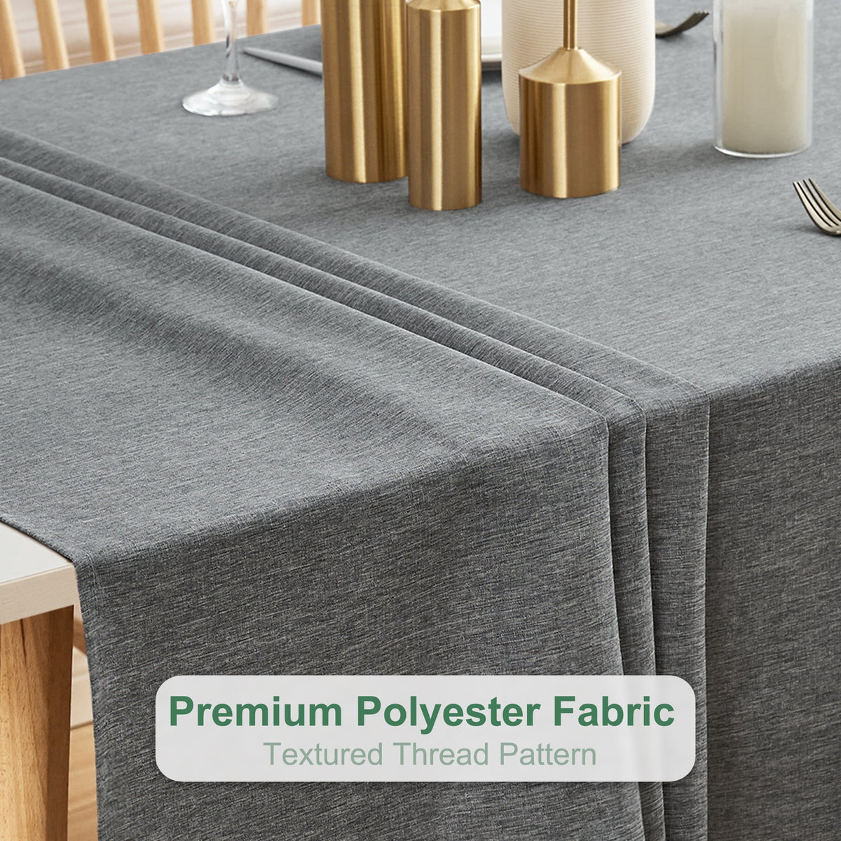 Inosoo Faux Linen Textured Rectangle Tablecloth - 60 x 84 inch Waterproof & Machine Washable Linen-Look Cloth Table Cover, White