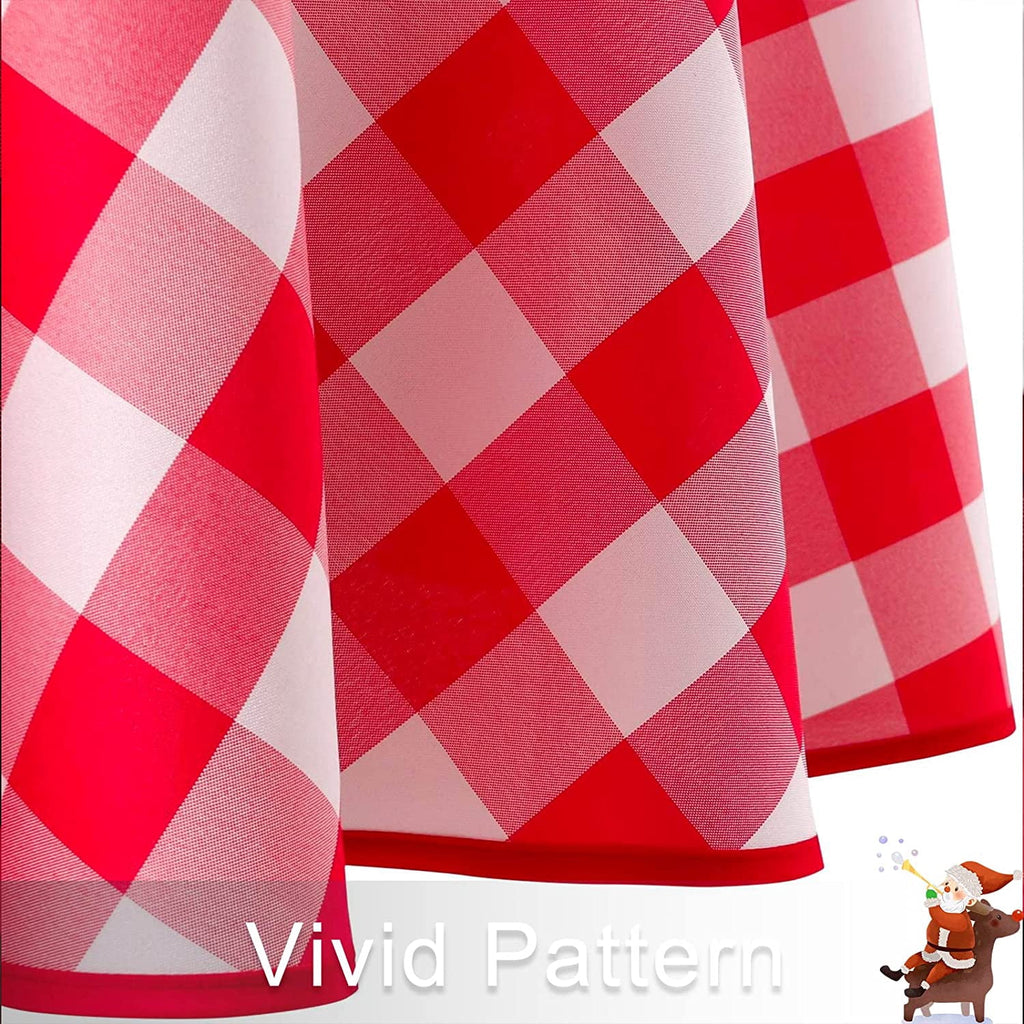 Hiasan Checkered Round Tablecloth 60 Inch - Waterproof Stain and Wrinkle Resistant Washable Fabric Table Cloth for Dining Room Party Outdoor Picnic, Black and White