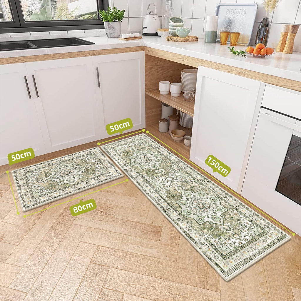 Findosom 3pcs Kitchen Rugs Set,Washable Boho Farmhouse Kitchen Mats for Floor,Non Slip Kitchen Floor Mat Carpet Runner Rugs for Entryway Hallway Laundry Home Decor 20"x32"+20"x32"+20"x47" Gray