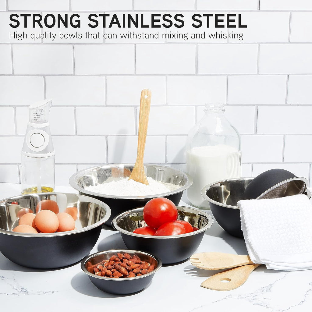 COOK WITH COLOR Mixing Bowls Set of 6, Stainless Steel Mixing Bowls, Metal Nesting Bowls for Kitchen, Sage Green